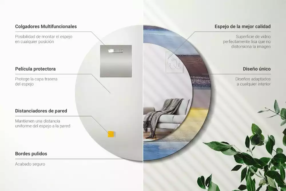 Espelho redondo decorativo Pintura abstrata