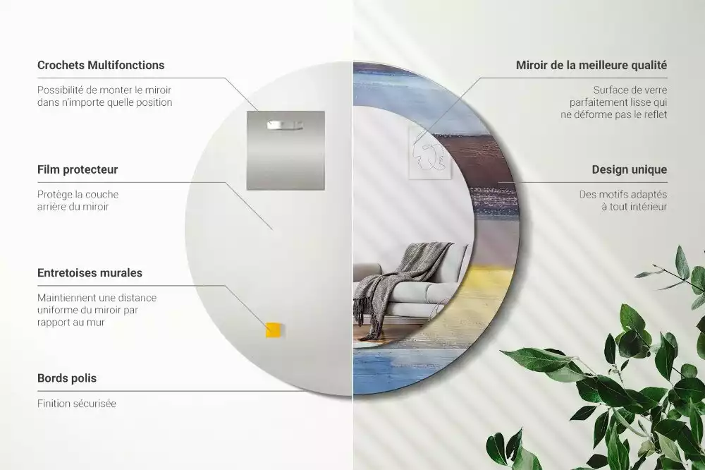 Espelho redondo decorativo Pintura abstrata