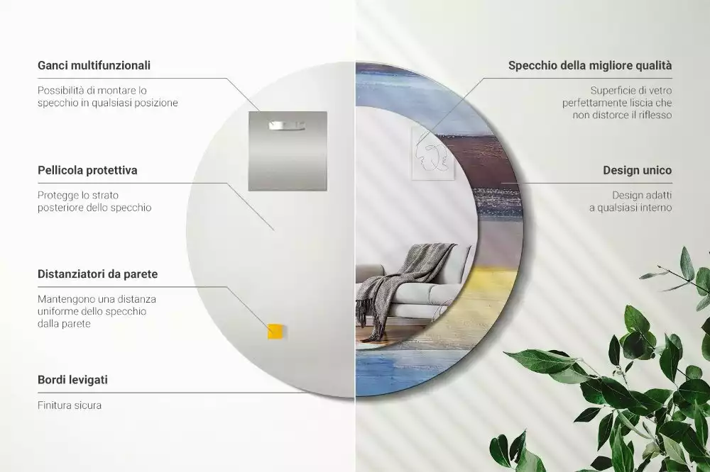 Espelho redondo decorativo Pintura abstrata