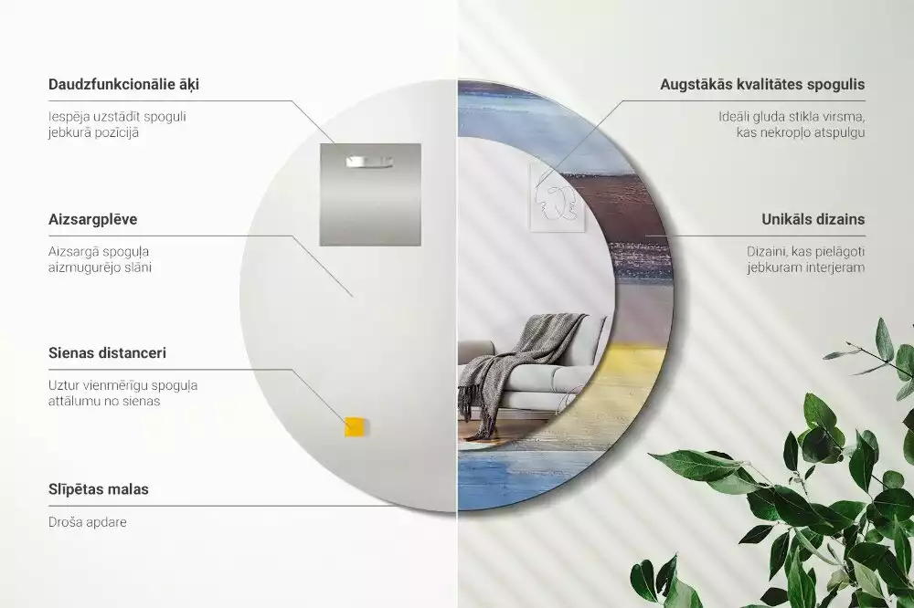 Espelho redondo decorativo Pintura abstrata