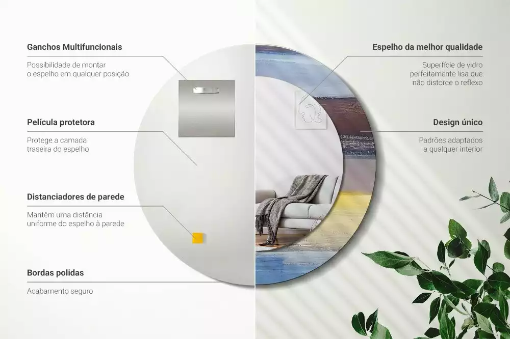 Espelho redondo decorativo Pintura abstrata