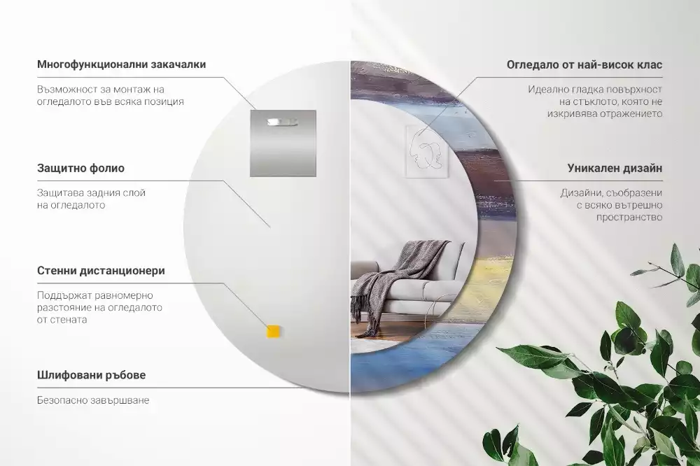 Espelho redondo decorativo Pintura abstrata