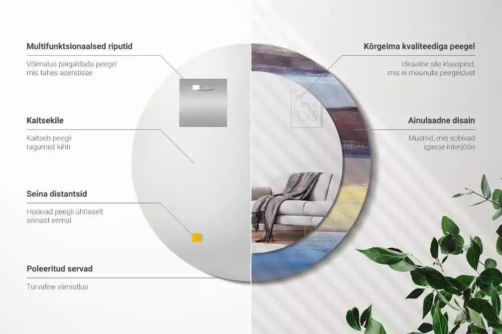 Espelho redondo decorativo Pintura abstrata