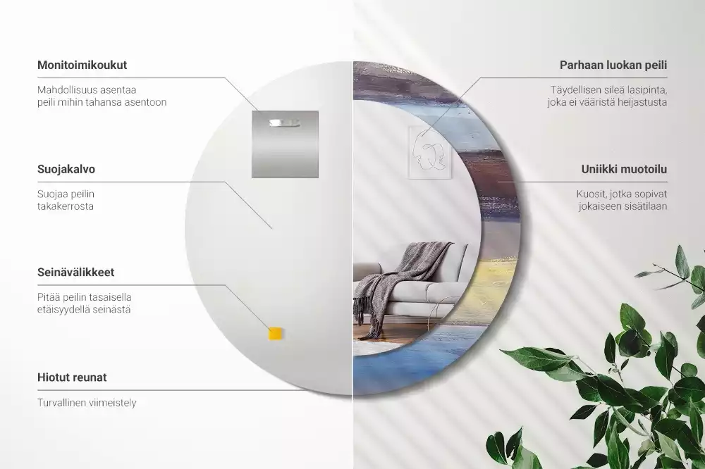 Espelho redondo decorativo Pintura abstrata