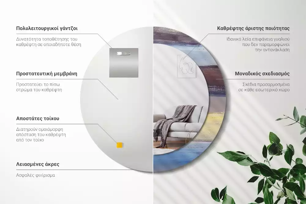 Espelho redondo decorativo Pintura abstrata