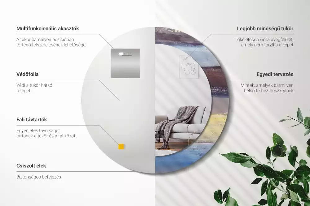 Espelho redondo decorativo Pintura abstrata