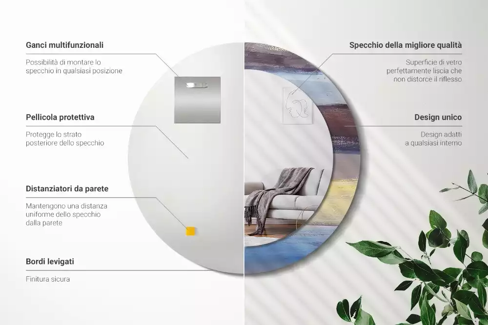 Espelho redondo decorativo Pintura abstrata