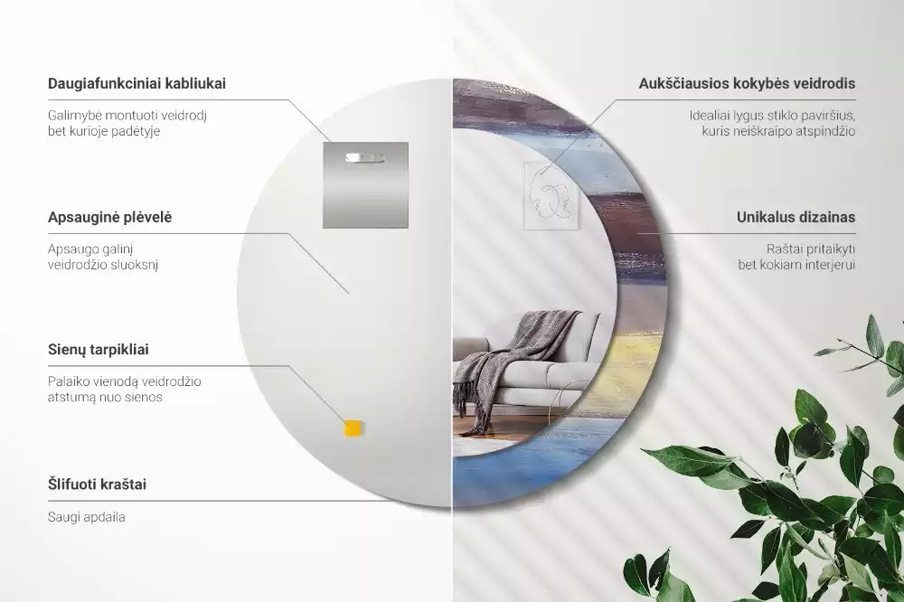 Espelho redondo decorativo Pintura abstrata