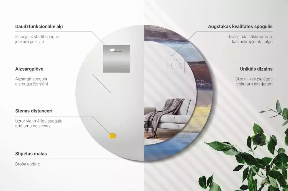 Espelho redondo decorativo Pintura abstrata