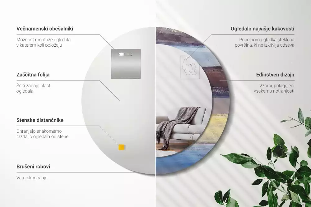 Espelho redondo decorativo Pintura abstrata