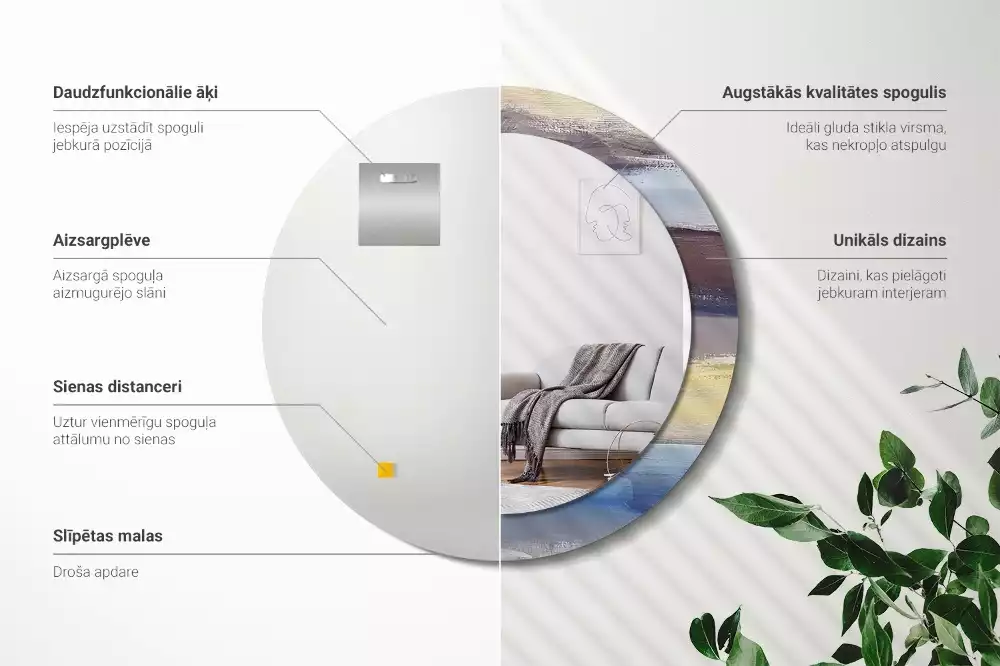 Espelho redondo decorativo Pintura abstrata