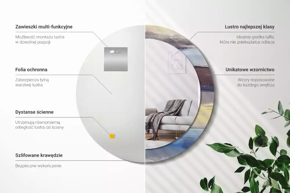 Espelho redondo decorativo Pintura abstrata