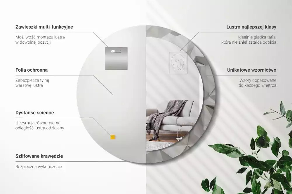 Espelho redondo decorativo Cristal branco abstrato