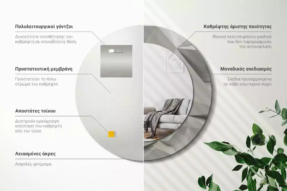 Espelho redondo decorativo Cristal branco abstrato