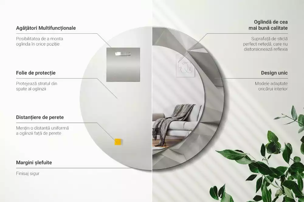 Espelho redondo decorativo Cristal branco abstrato