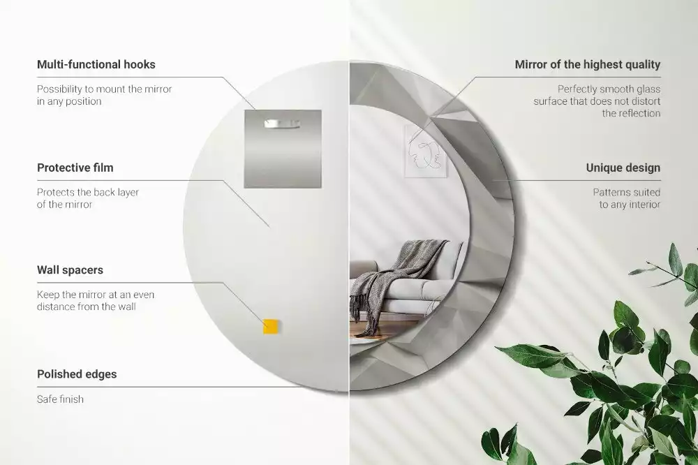 Espelho redondo decorativo Cristal branco abstrato