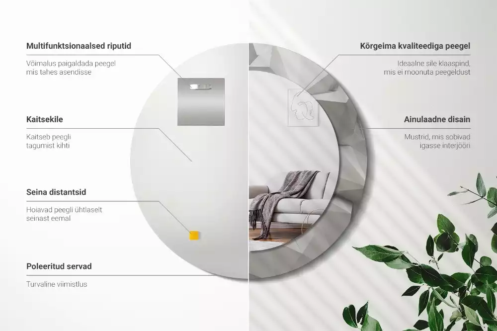 Espelho redondo decorativo Cristal branco abstrato