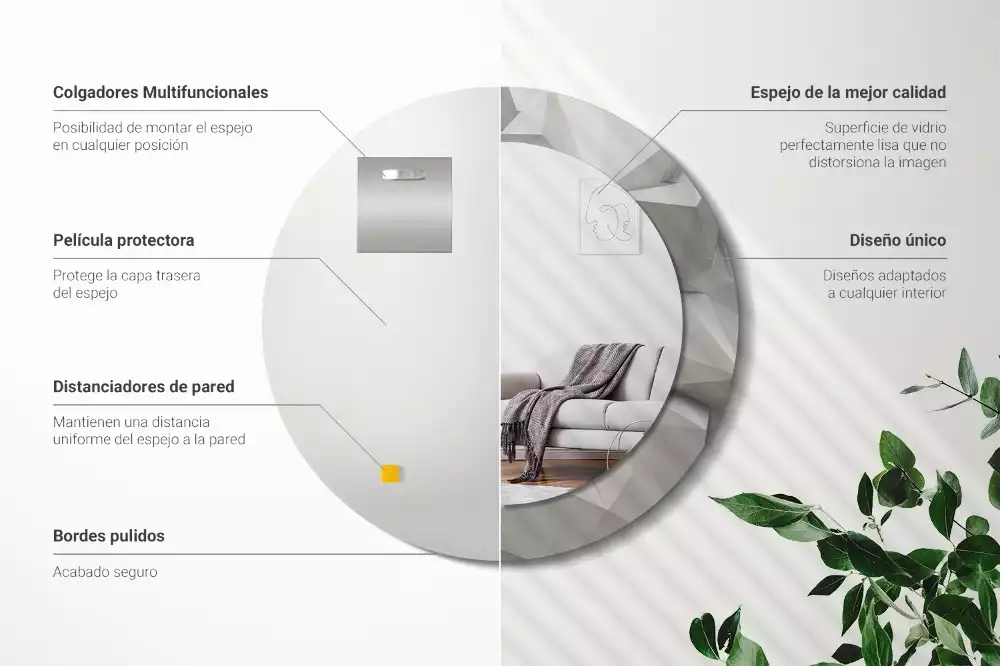 Espelho redondo decorativo Cristal branco abstrato