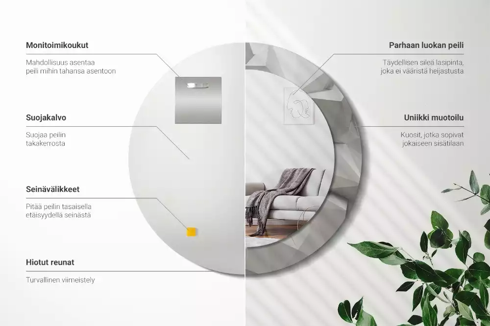 Espelho redondo decorativo Cristal branco abstrato