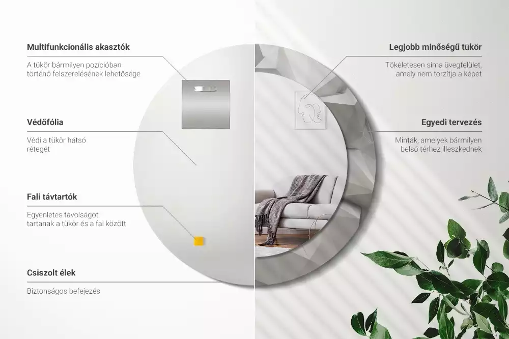 Espelho redondo decorativo Cristal branco abstrato