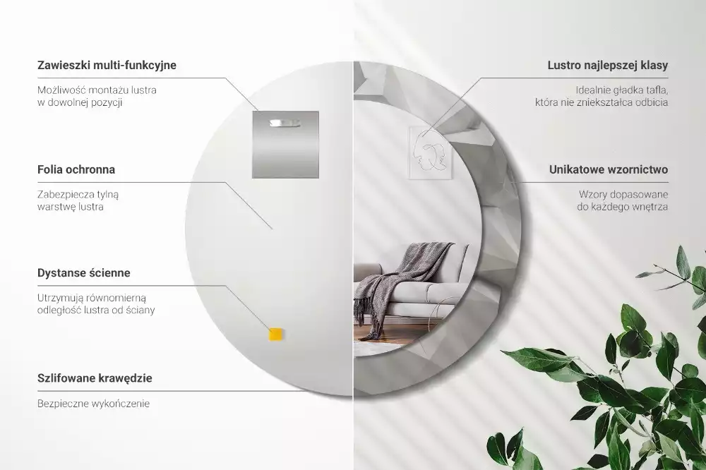 Espelho redondo decorativo Cristal branco abstrato