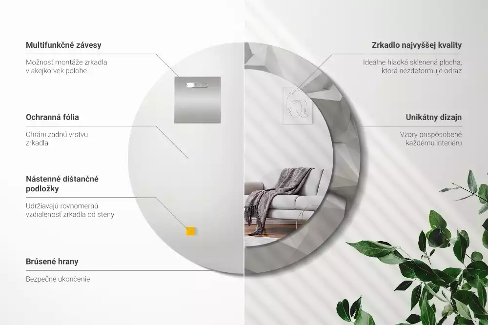 Espelho redondo decorativo Cristal branco abstrato