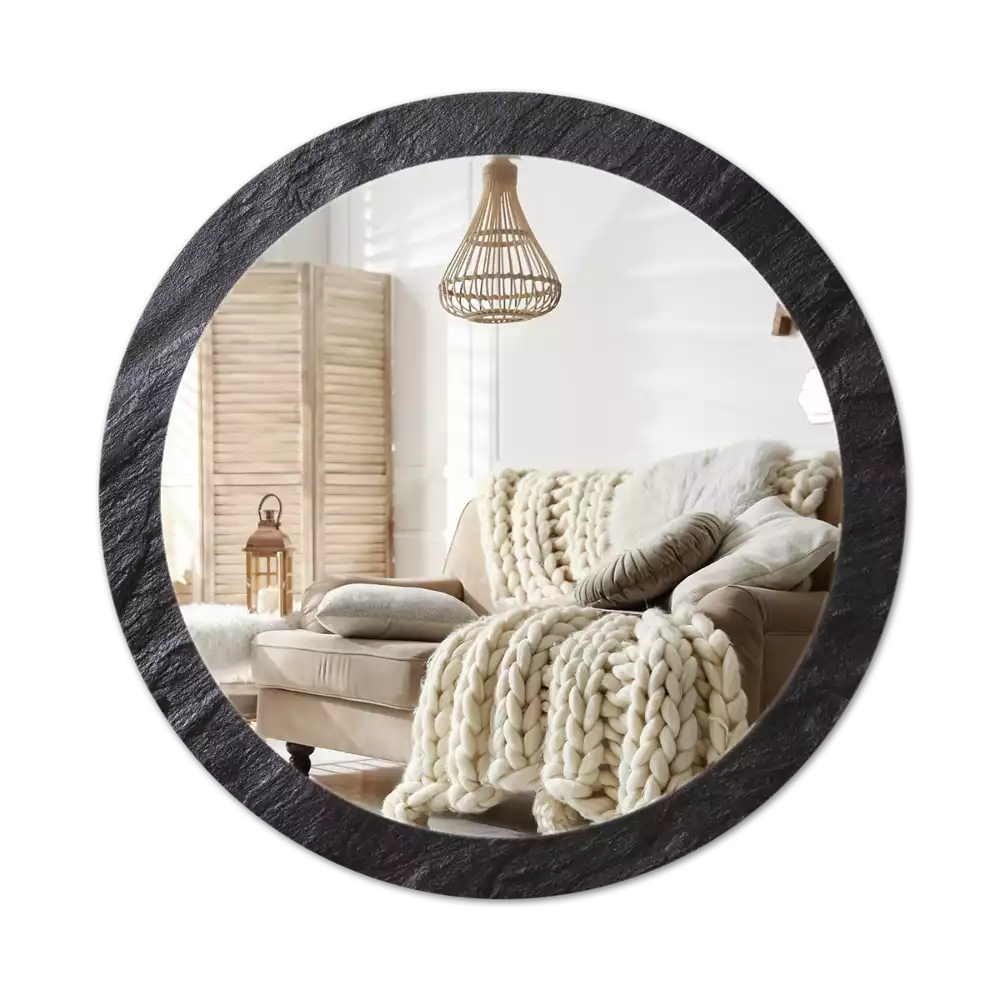 Espelho decorativo redondo Pedra preta