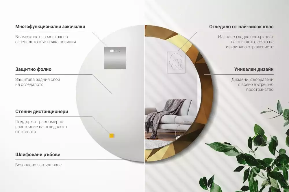 Espelho decorativo redondo Padrão geométrico