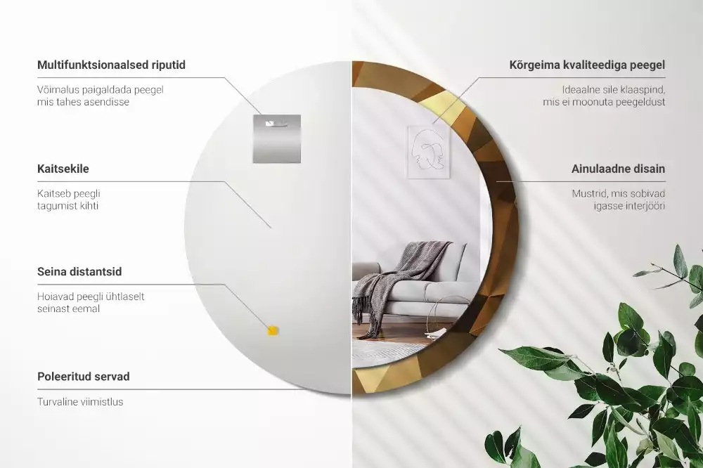 Espelho decorativo redondo Padrão geométrico