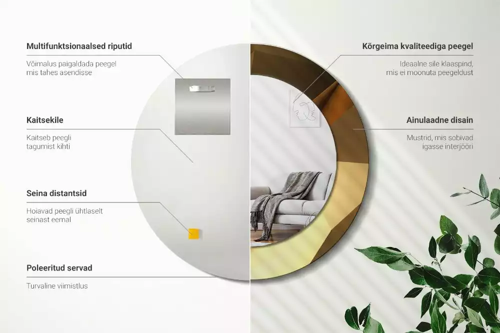 Espelho decorativo redondo Padrão geométrico