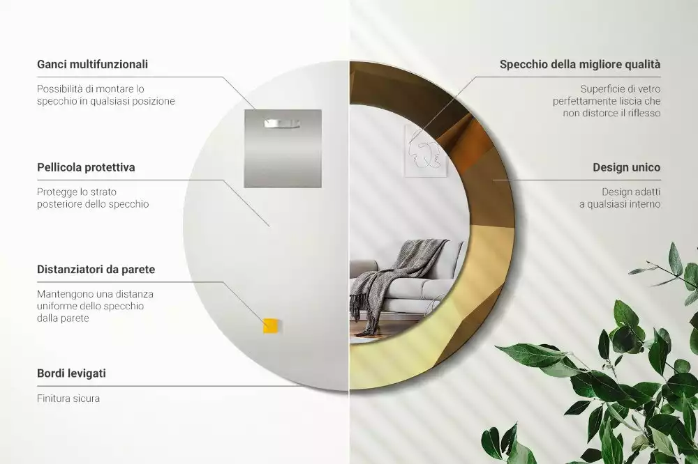 Espelho decorativo redondo Padrão geométrico