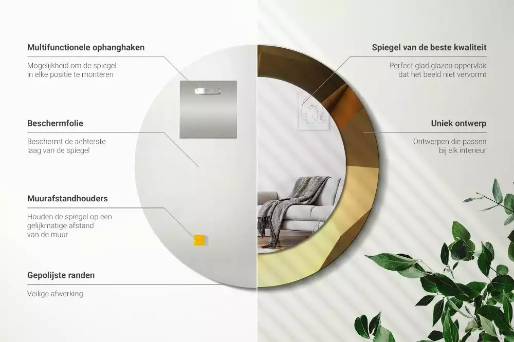 Espelho decorativo redondo Padrão geométrico