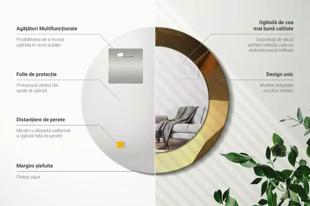 Espelho decorativo redondo Padrão geométrico