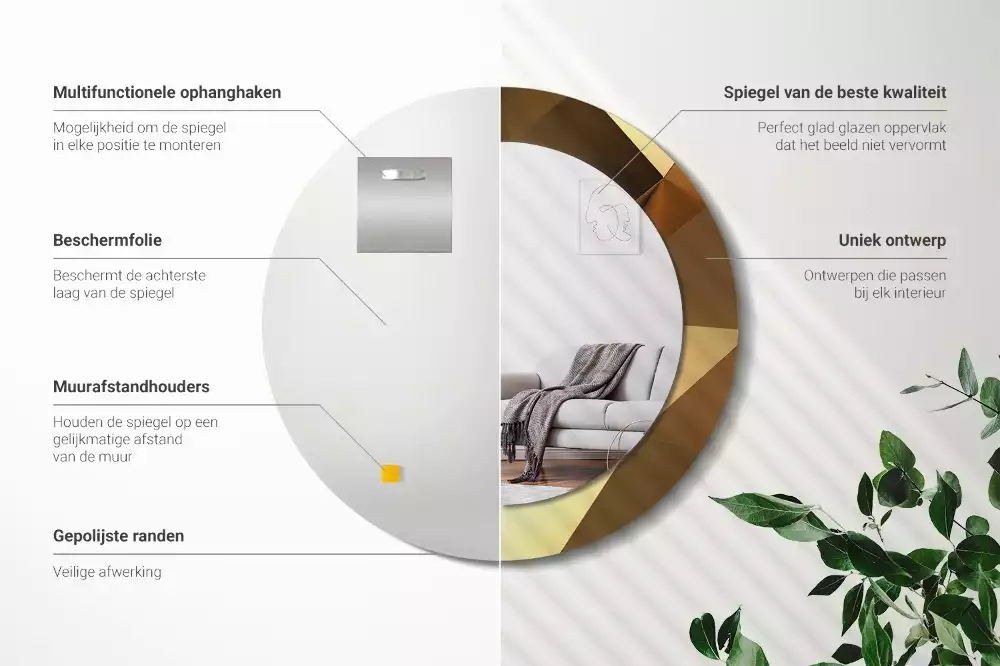 Espelho decorativo redondo Padrão geométrico