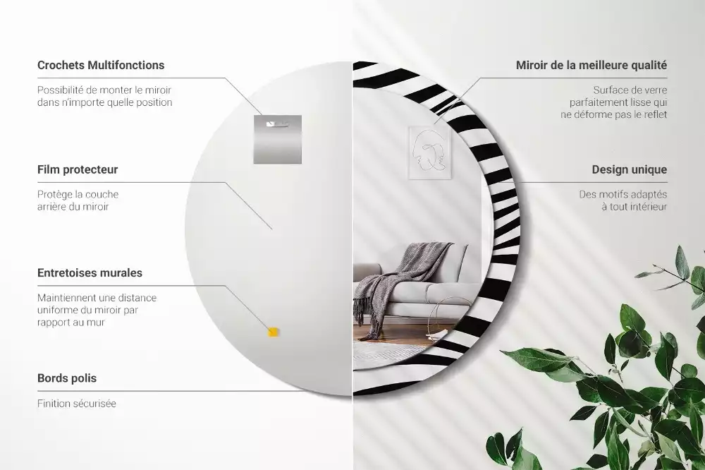 Espelho redondo decorativo Onda abstrata