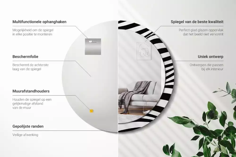 Espelho redondo decorativo Onda abstrata