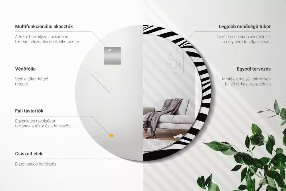 Espelho redondo decorativo Onda abstrata