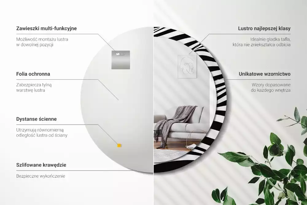 Espelho redondo decorativo Onda abstrata