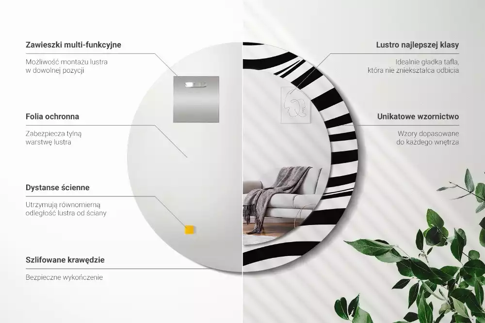 Espelho redondo decorativo Onda abstrata