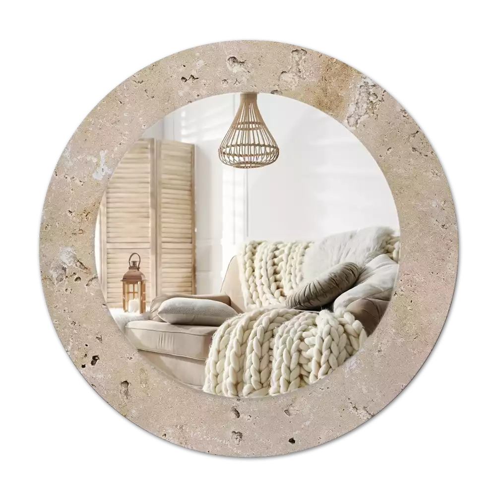 Espelho decorativo redondo Pedra de imitação