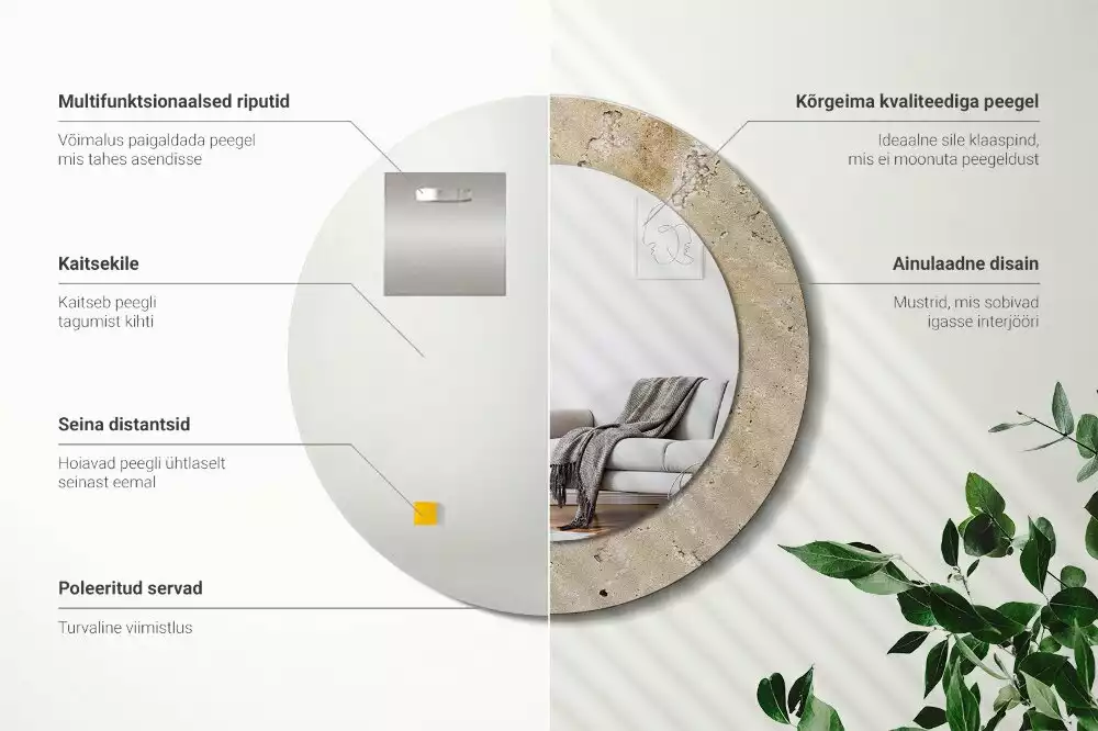 Espelho decorativo redondo Pedra de imitação