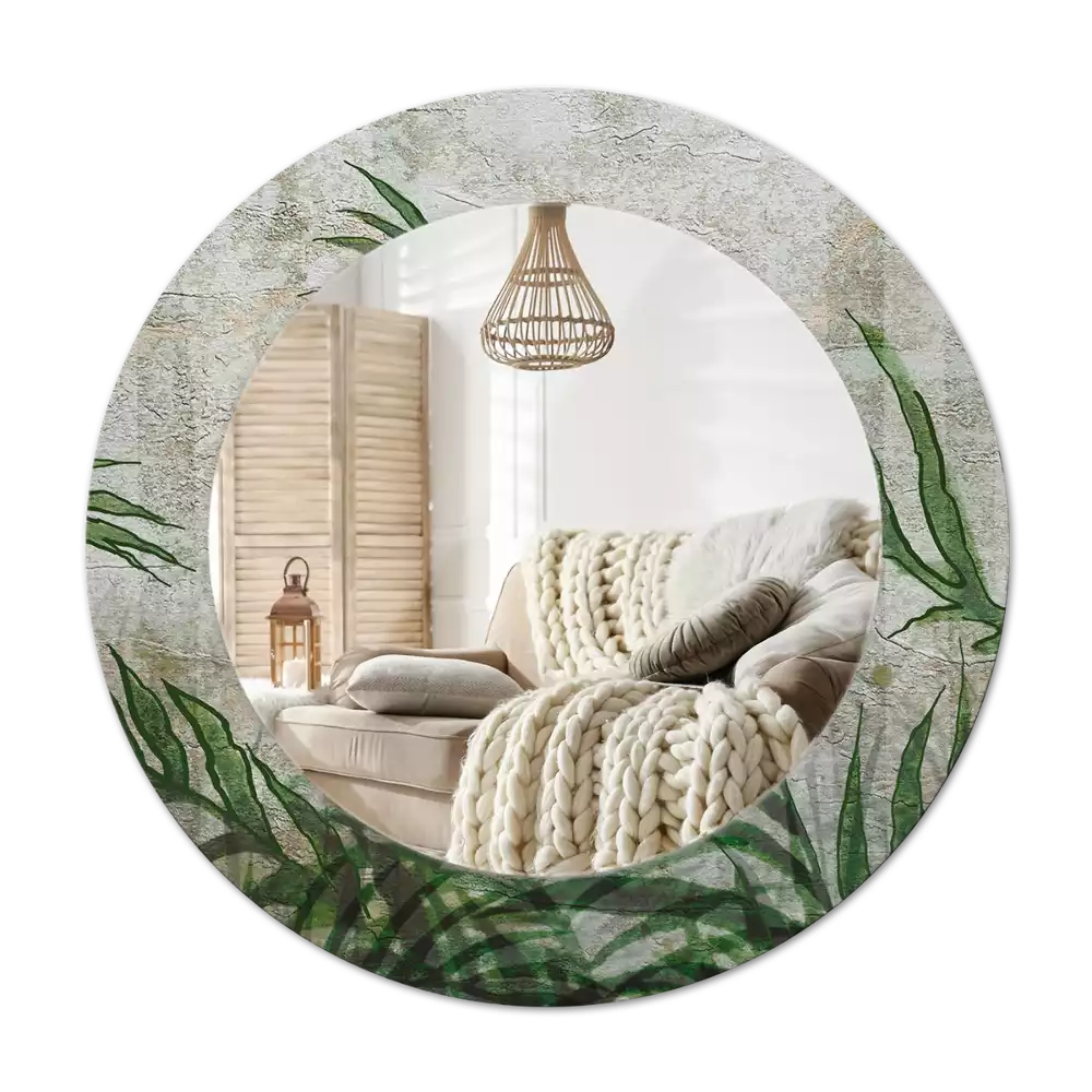 Espelho decorativo redondo Folhas de samambaia