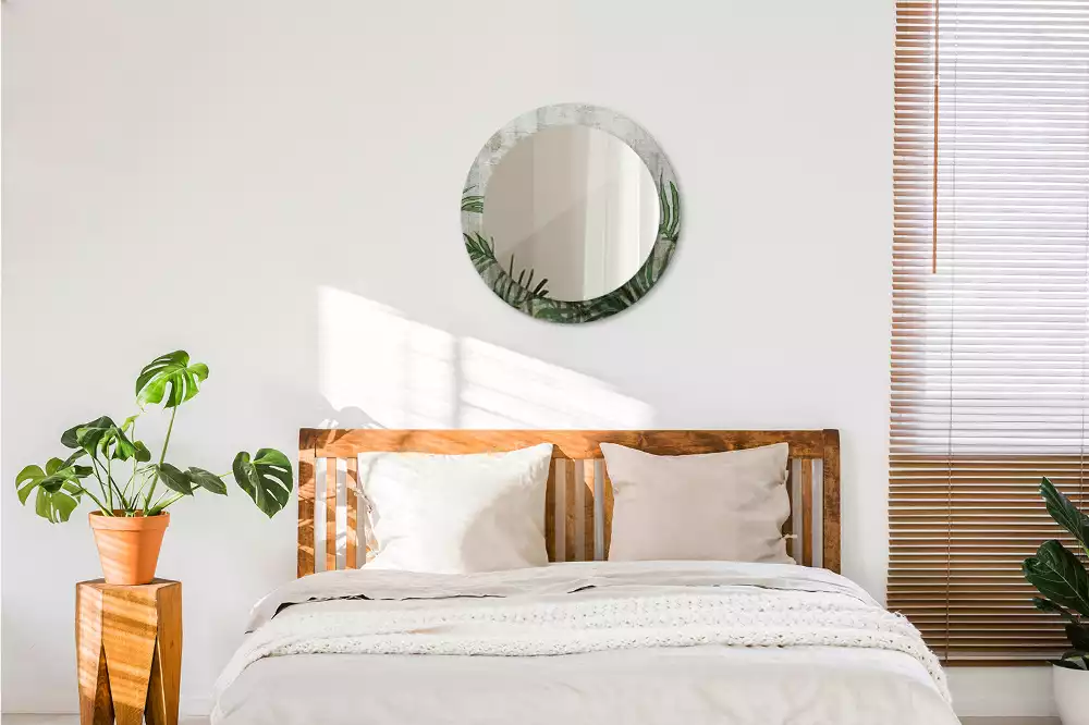 Espelho decorativo redondo Folhas de samambaia