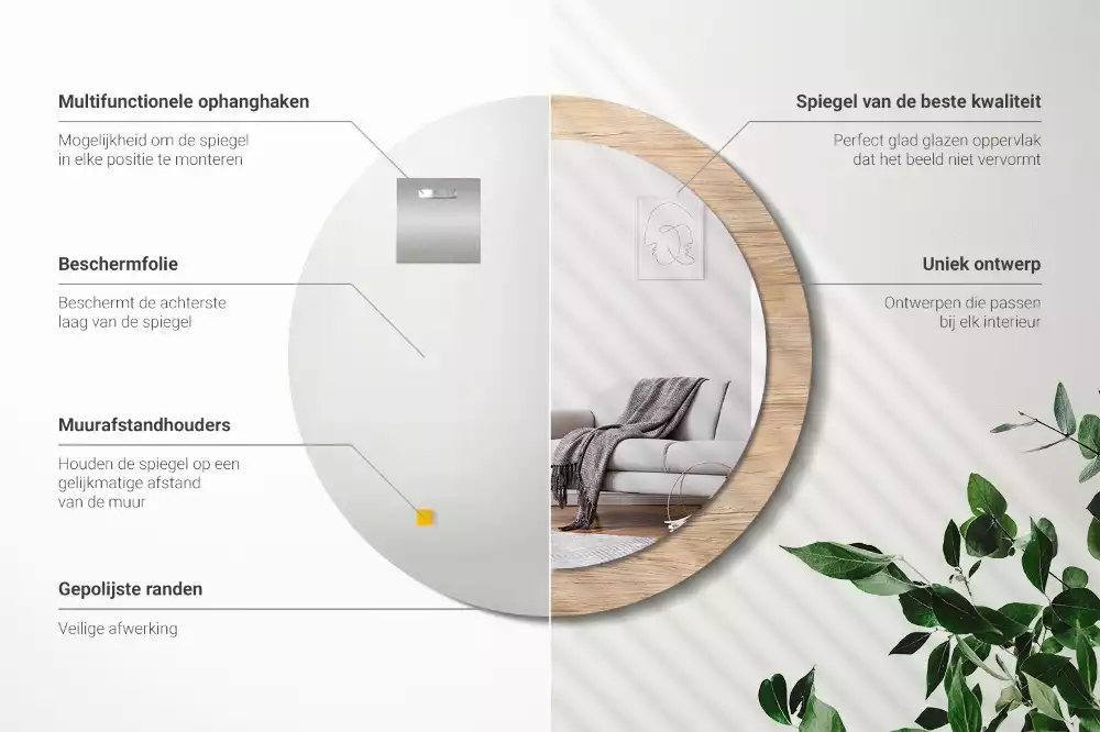 Espelho decorativo redondo Madeira