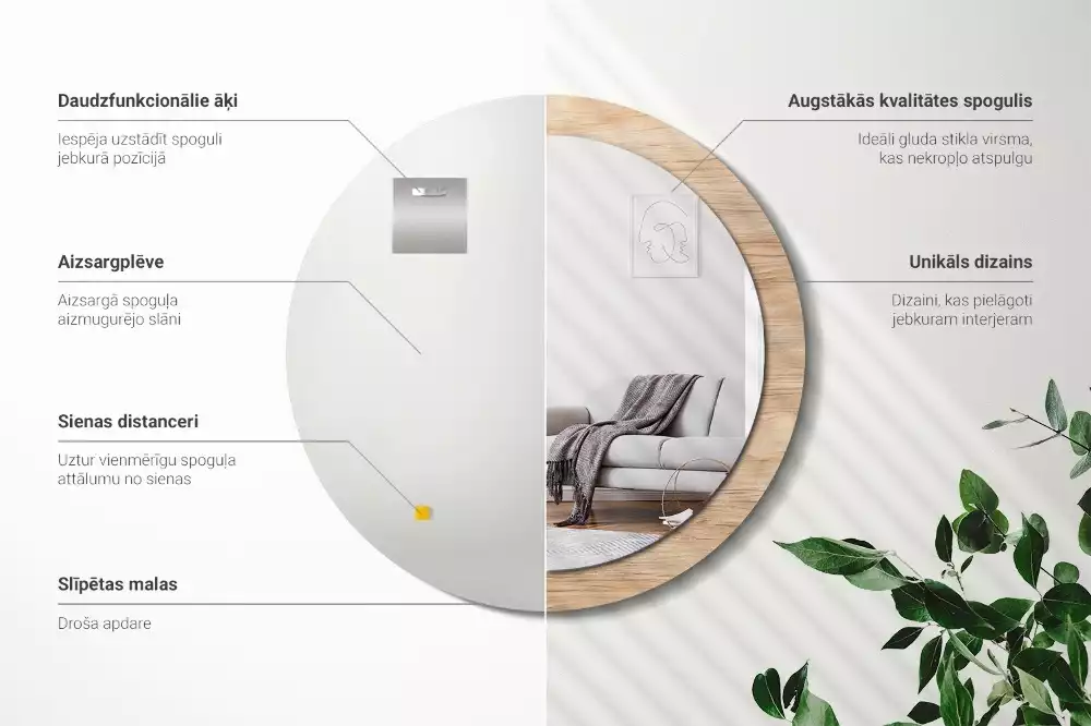 Espelho decorativo redondo Madeira