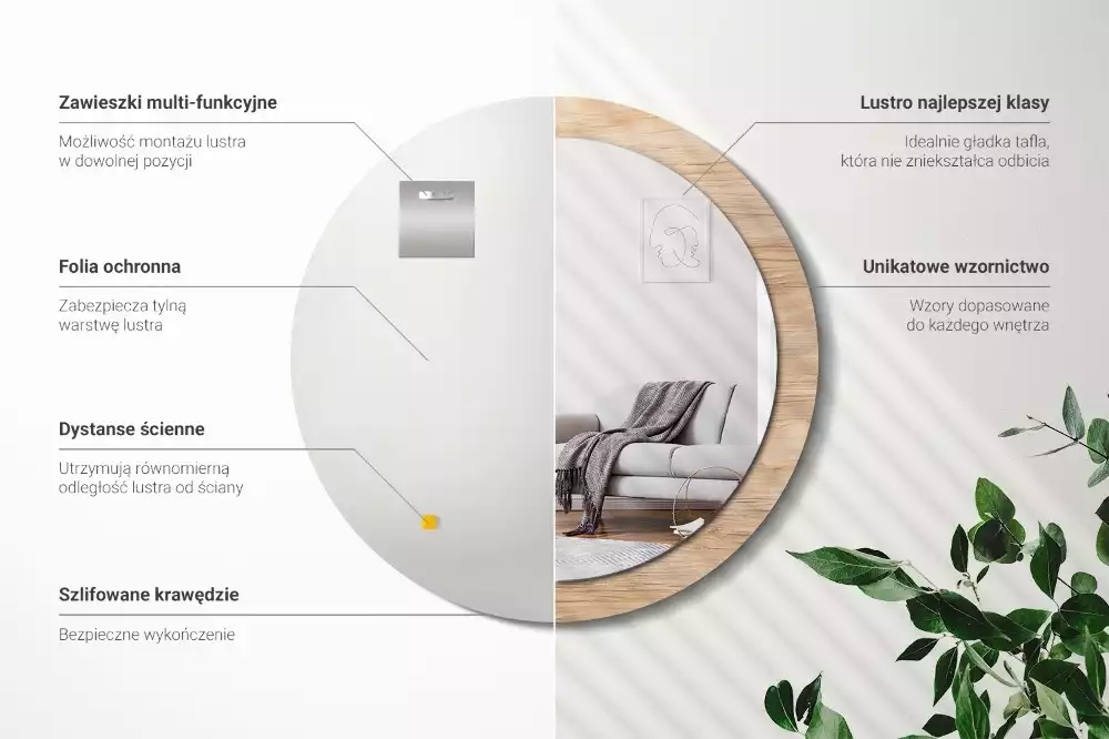 Espelho decorativo redondo Madeira