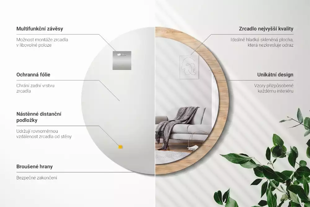 Espelho decorativo redondo Madeira