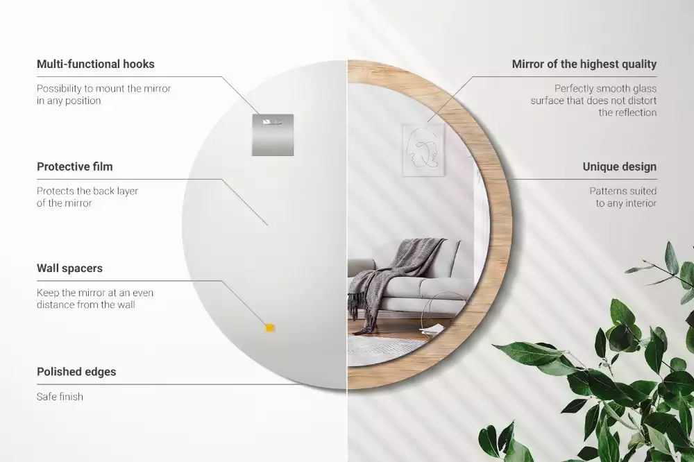 Espelho decorativo redondo Madeira