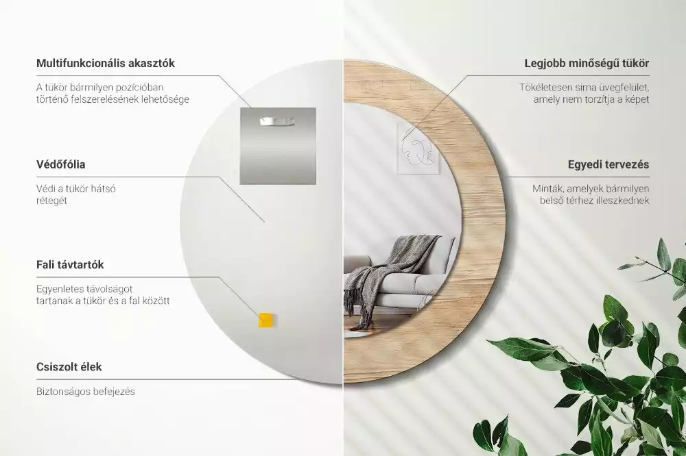 Espelho decorativo redondo Madeira