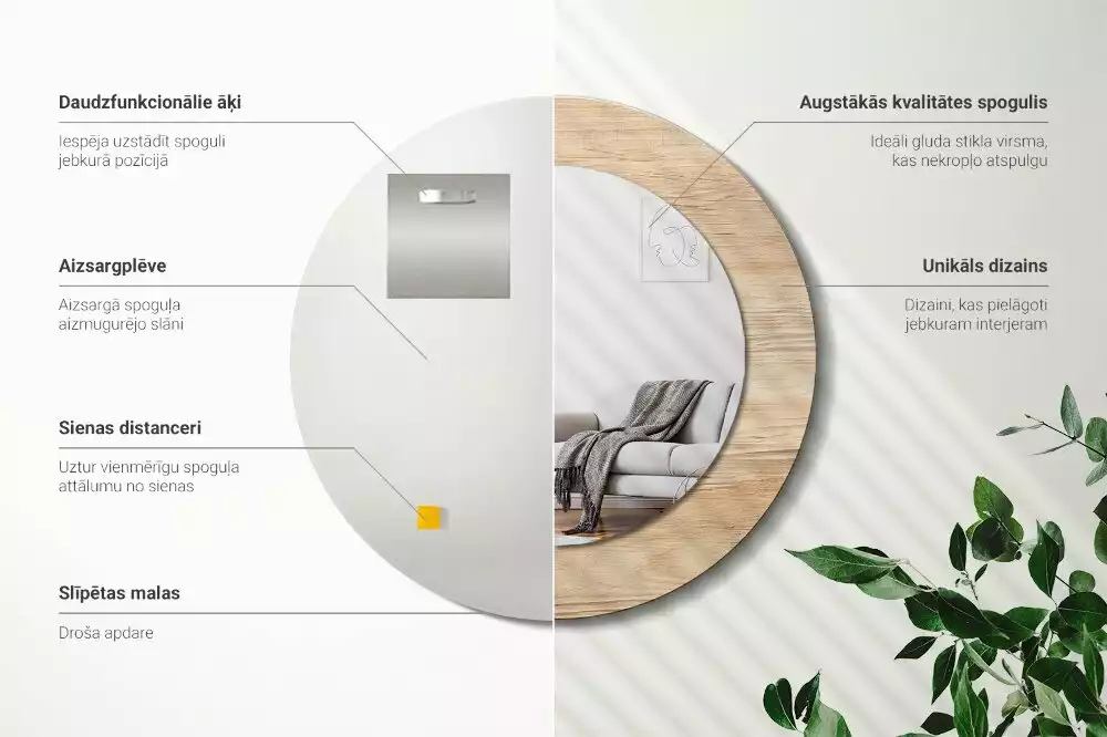 Espelho decorativo redondo Madeira